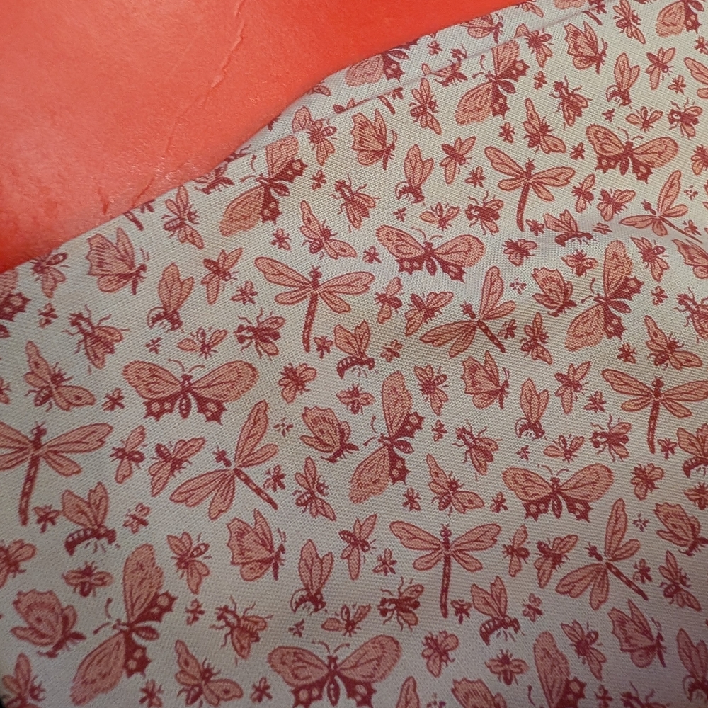 Blossoms & Butterflies Cream and Coral Cotton Fabric - Picture 4 of 5